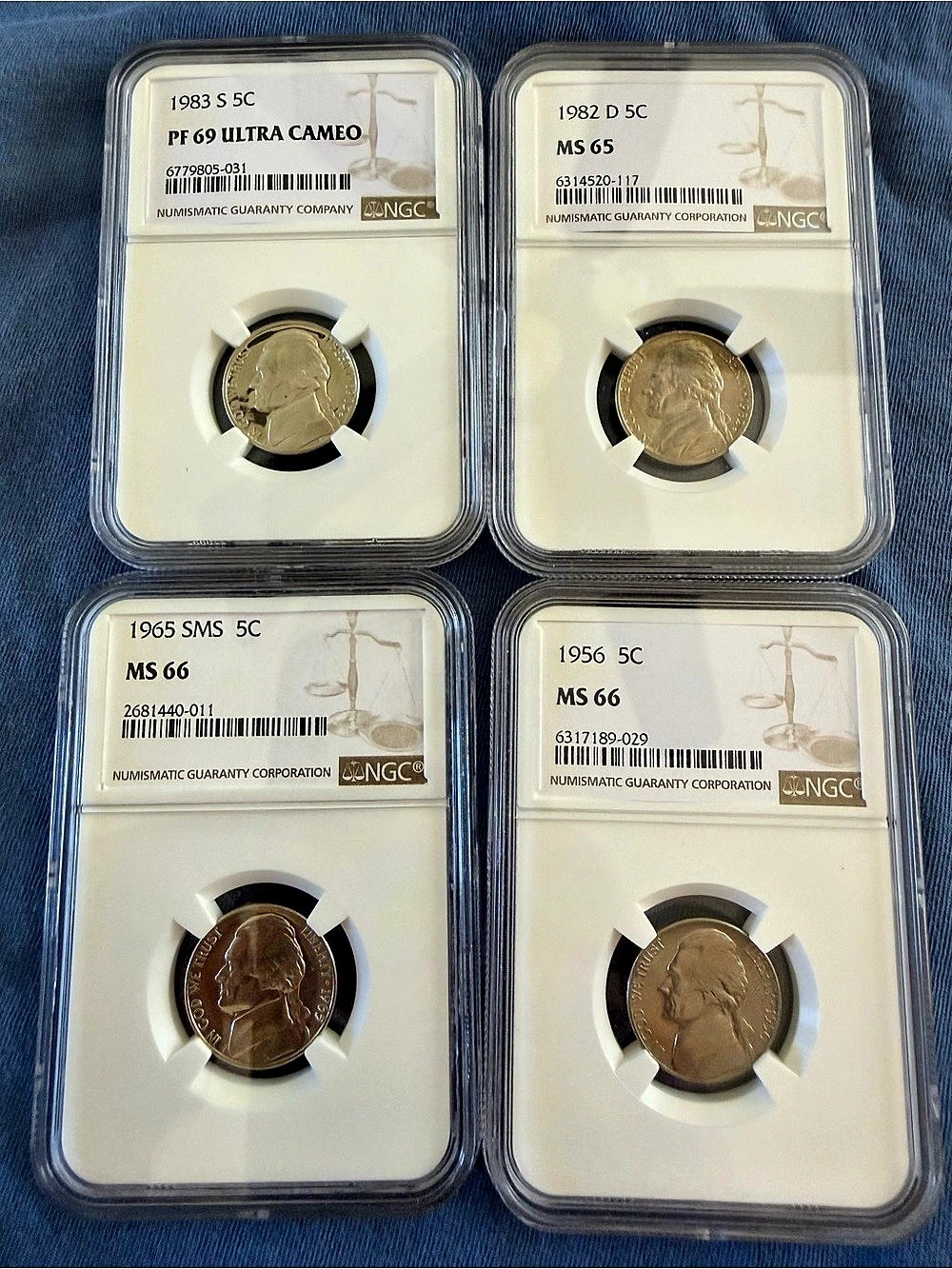 Lot of 4 NGC Certified 5-Cent Coin Collection